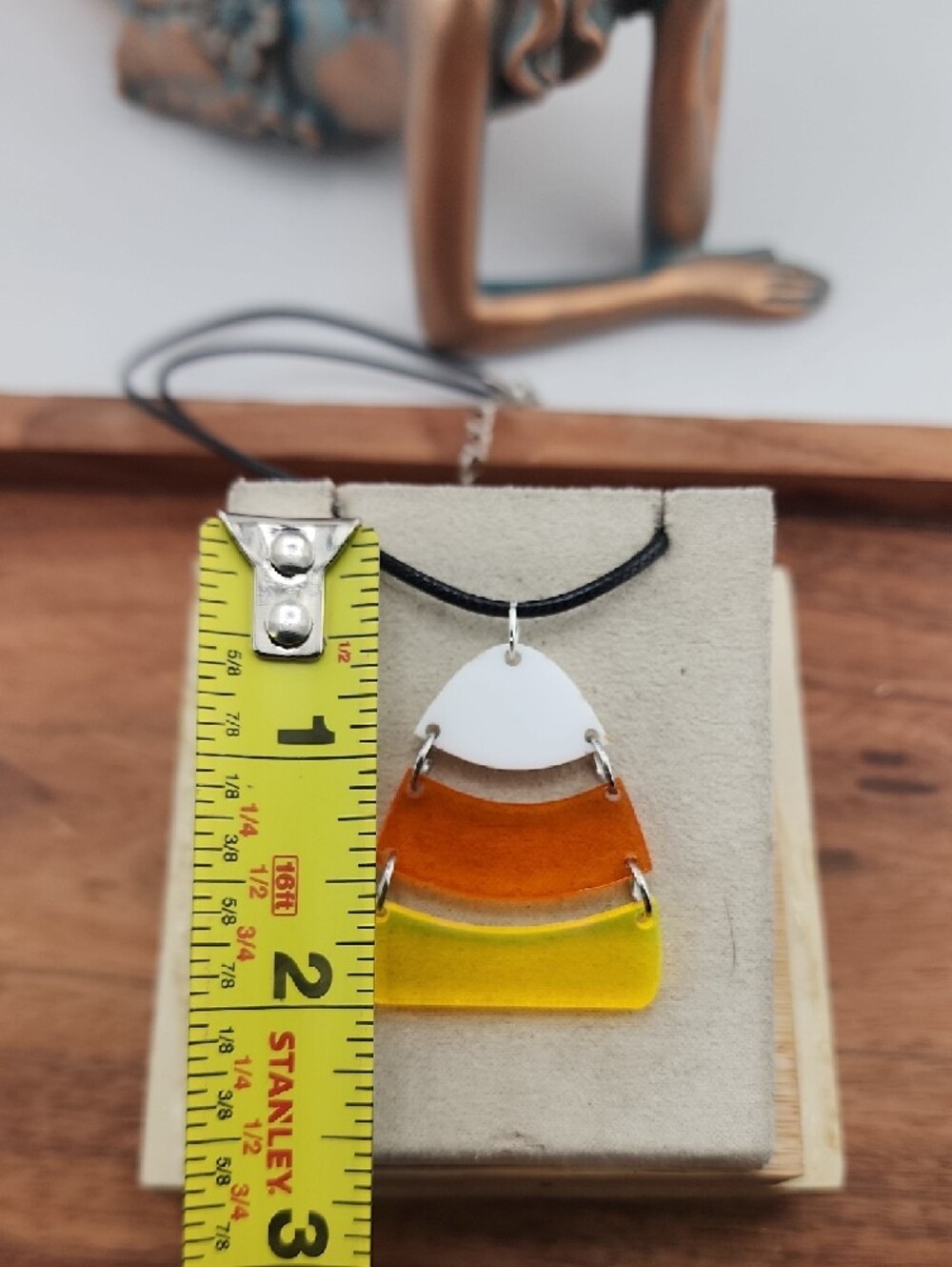 Handmade White, Orange & Yellow Layered Pendant Necklace - Picture 4 of 4
